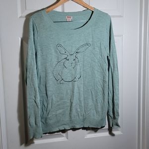 Teal Long Sleeve Sweater with Rabbit